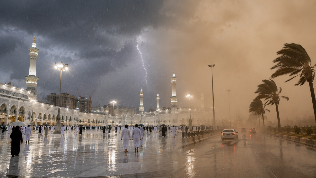 Arab Saudi Dilanda Hujan Deras dan Angin Berdebu, Bagaimana Kondisinya untuk Jamaah Umroh?